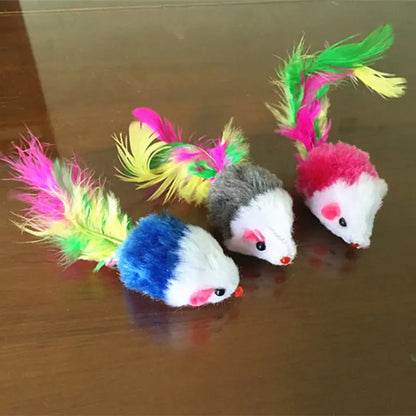 Feathered Fleece Mouse Cat Toys